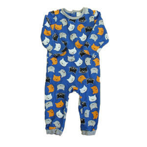 Peppy Mini Boys Blue Cats 1-piece Non-footed Pajamas size: 6-12 Months
